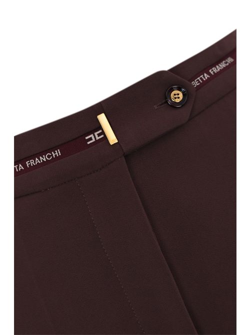 Pantaloni palazzo in crepe leggero con nastro logo Merlot Elisabetta Franchi | PA10356E2EA4